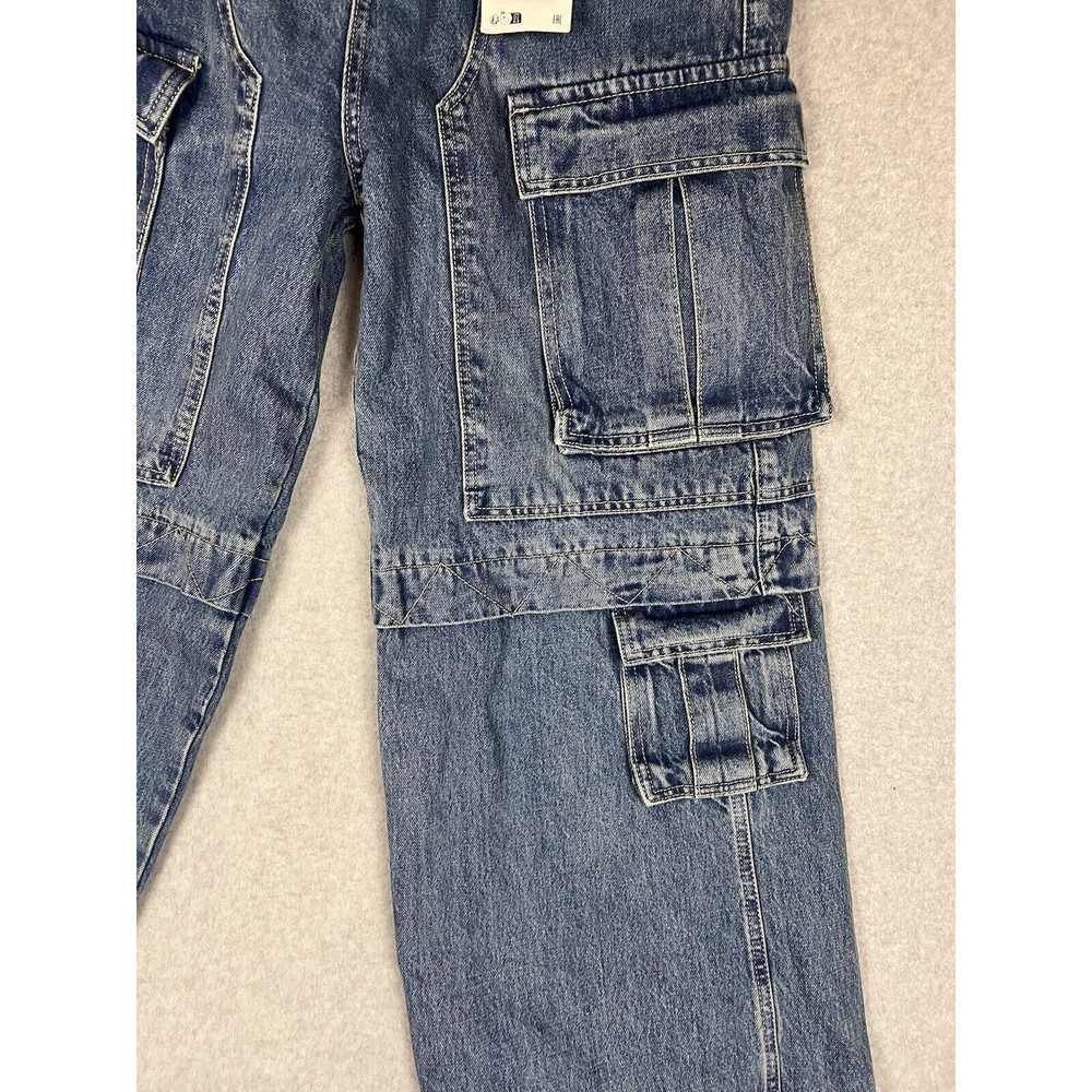 Zara Light Blue Wide-Leg Cargo Jeans - Picture 6 of 14